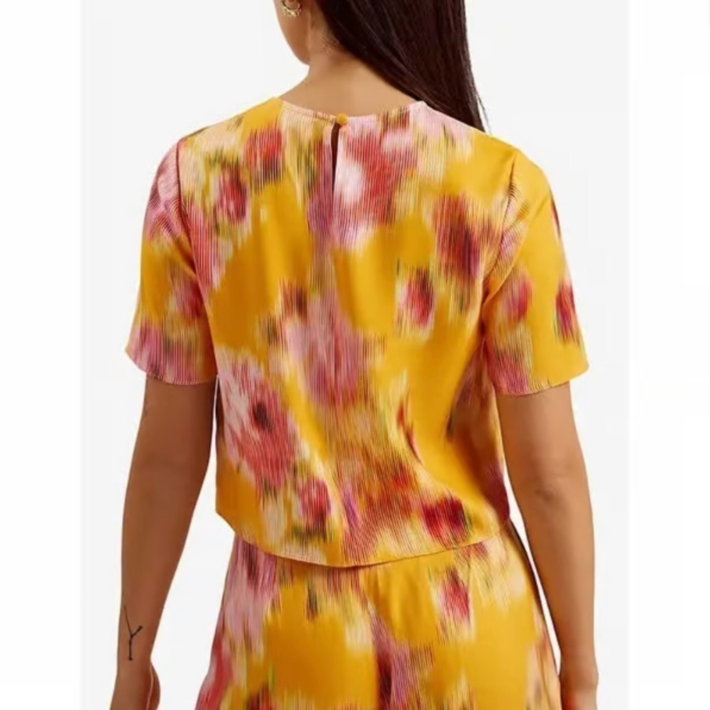 TED BAKER LONDON  Hitaku Floral-Print Woven Top in Orange Size US 4 / Ted 1 - Picture 2 of 6